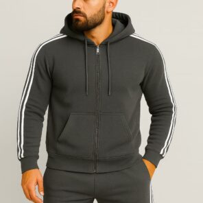 Set Trening cu Dungi – Hanorac + Pantalon – Material Gros, Calitate Superioară